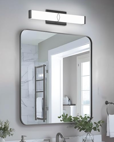 Image of Bathroom Light Fixtures Over Mirror,16inch Modern Vanity Lights for Bathroom,20W 2000lm Dimmable LED Vanity Light Bar,Black Vanity Lighting Fixtures,5700K Cool White,ETL Certified