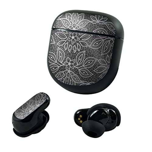 Image of MightySkins Glossy Glitter Skin Compatible with Bose QuietComfort Earbuds II (2022) - Floral Lace | Protective, Durable High-Gloss Glitter Finish | Easy to Apply and Change Styles | Made in The USA