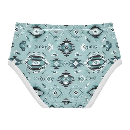 Geometric Tribal Teal Toddler Girls Panties, Girls Briefs, 2T–8 Years2