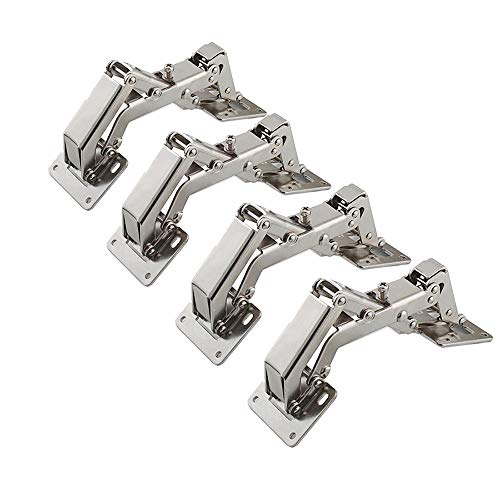 4 Pcs Qrity Kitchen Cabinet Door Hinges Cupboard Door 170 Degree Hinges + 16 Fixing Screws - Large Angle Door Hinges