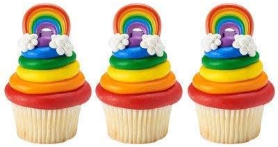 Rainbow Cupcake Rings - 24 pc