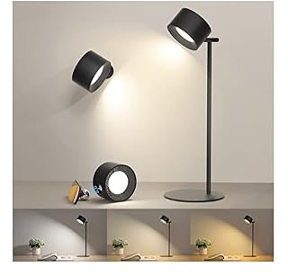 Coollamp LED Desk Lamp, Eye Caring Table Lamp, Dimmable Bedside Lamp with 3 Lighting Modes&3 Brightness Levels, Touch Control, Rechargeable Desk Light for Home Office Bedroom Reading Study Work