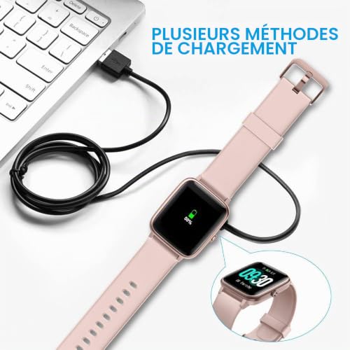 Blueshaweu Magnétique Chargeur Compatible avec WeurGhy Y6 Enfants Smartwatch,Magnétique Charger Cable Montre Connectée USB 3,3ft Compatible avec WeurGhy/Hoxe/Aycy Y6 1.85" Pouces Smartwatch – vue 8