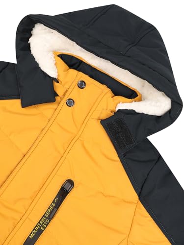 Image of Boys Winter Wear Hooded Puffer Jacket For Kids Mustard (4-6 Years)