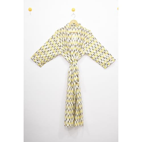 Image of Hand block print Cotton Kimono bikini cover up,Indian Hand block print Cotton Bath Robe,Swim Wear,Nighrwere Dressing Gown