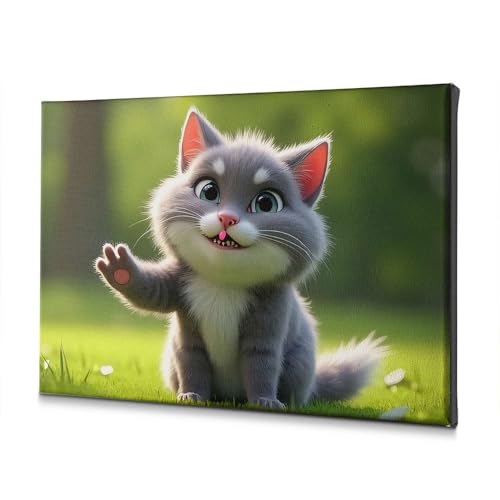 Piatti decorativi adorabile gattino che sventola alla luce del sole tela immagine decorativa decorazione sala da pranzo decorazione shabby chic (20 x 30 cm)