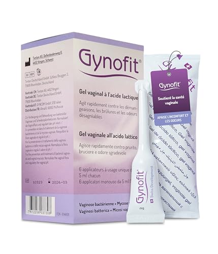 Gynofit Gel vaginal à l'acide lactique - Équilibre le pH pour un vagin sain - Prévient les prurit, les brûlures et les odeurs - Traite et prévient les infections...