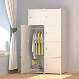 JOISCOPE MEGAFUTURE Wood Pattern Portable Wardrobe Closet for Hanging Clothes,Combination Armoire, Modular Cabinet for Space Saving, Ideal Storage Organizer Cube for Books, Toys, Towels (8-Cube)