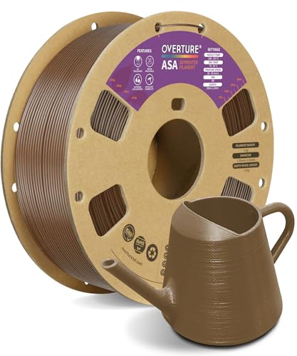 Image of OVERTURE ASA Filament 1.75mm, UV & Weather Resistant for Outdoor | High Impact Strength & Heat Resistance Up to 96C, 1kg (2.2lbs) Cardboard Spool, Fits Most FDM Printers (Brown)