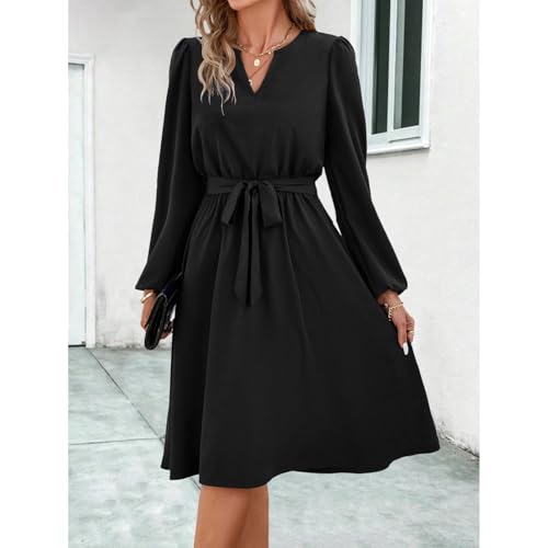 Robe mi-longue automne hiver confortable qui structure la taille - 3