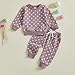 Fufuriprefer Toddler Baby Girls Clothing Set Fashionable Long Sleeve Dot Pullover with Pants 2 Pcs Fall Outfit (Purple, 18-24 Months)