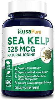 Sea Kelp 325mcg 200 Veggie Capsules (Non-GMO & Gluten Free,Made with Organic kelp)