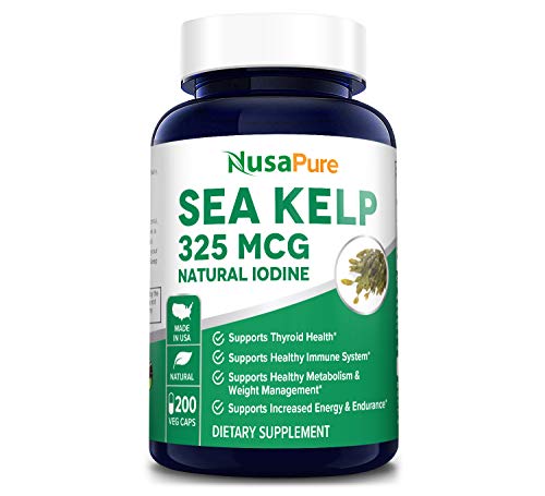 Sea Kelp 325mcg 200 Veggie Capsules (Non-GMO & Gluten Free,Made with Organic kelp)