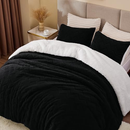 Image of BEDELITE Fluffy Sherpa Full Comforter Set,Black
