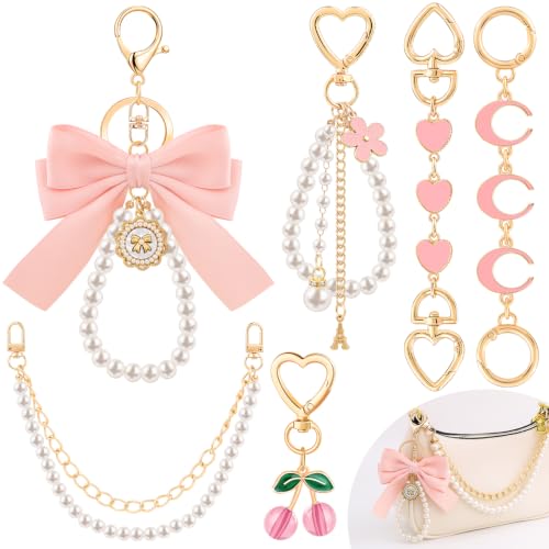 6Pcs Pink Bag Charms Keychain and Purse Charms Bag Chain Purse Exender