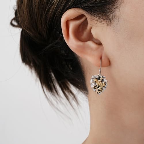 CHIC & ARTSY Frog Earrings 925 Sterling Silver Frog, Gecko Drop Dangle Earrings Lucky Amphibian Fine Jewelry for Women3
