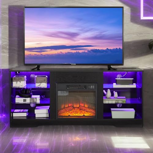 CKEASEAN Electric Fireplace TV Stand with 18