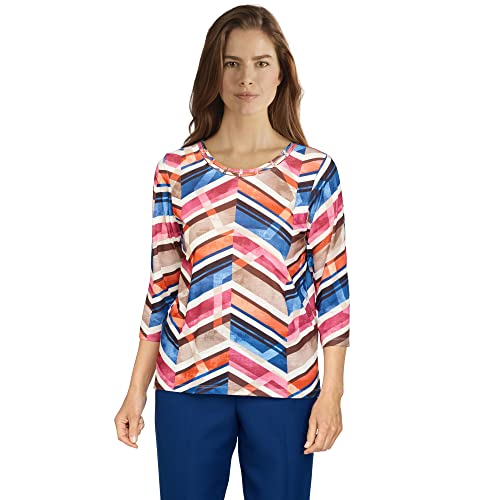 Haut chevron Alfred Dunner taille S top multicolore femme chic