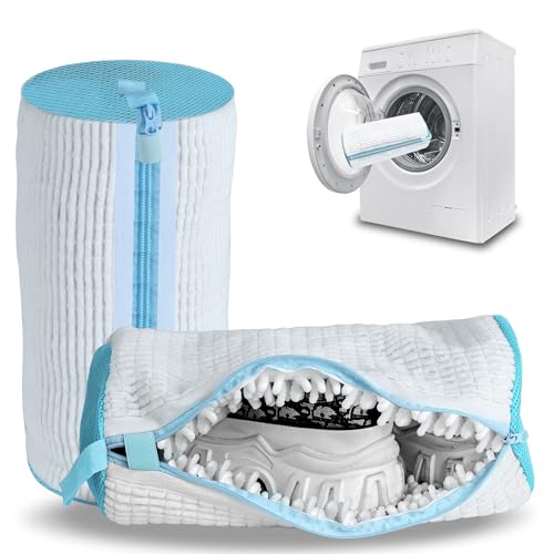 Shoe Washing Machine Bag, Laundry Shoe Bag for Washer and Dryer,2Pcs Reusable Shoe Bag for Washing Machine Fit Most Shoes Types (White 2 pcs)