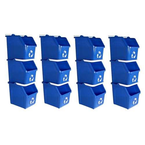 Canecas de reciclaje apilables 6 galones 12 unidades azul