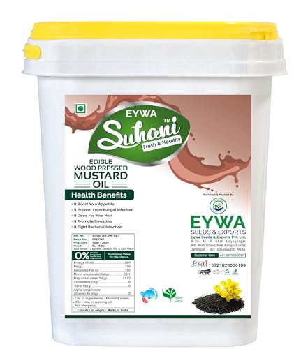 Image of Eywa Seeds & Exports Pvt Ltd Organic Black Mustard Oil (15 Liter) Cold Pressed /Wood Pressed Oil | Sarso /Mustard Kachi Ghani Ka Tel (Suhani)