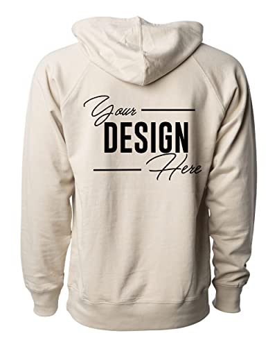 INK STITCH Unisex SS1000 Custom Design Your Own Printing Front and Back Lightweight Terry Hoodies - Sand (M)2