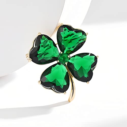 Image of Rhinestone Leaf Brooch Pins - Crystal & Gold-plated Lapel Pin Jewelry for Women - Birthday Gift for Wife or Friends