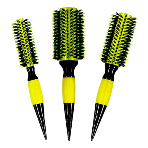 Kit com 3 Escovas Profissionais para Cabelos Cerdas Suaves de Javali e Nylon