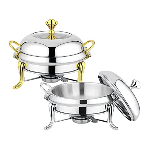 AYCDL 2Er-Pack Runde 3-Quart-Chafing-Dishes Aus Edelstahl, Bestehend Aus Speisenbehälter, Deckel, Gestell Und Brennstoffbehälter Für Partys, Catering Und Veranstaltun
