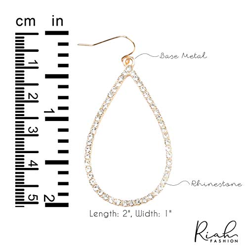 RIAH FASHION Sparkly Rhinestone Lightweight Geometric Hoop Drop Earrings - Teardrop, Pear, Oval, Marquise, Circle, Multi Cubic Crystal, Acrylic Pearl Dangles3