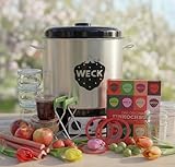 WECK Einkochautomat Master-Set mit WAT25-A Einkochvollautomat, Ablaufhahn & Synchron-Zeitschaltuhr, inkl. 18 WECK Gläser, Einkochbuch, Glasheber, Ringe & Klammern, zum Einkochen, Entsaften, Warmhalten
