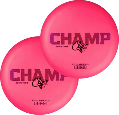 Climo Disc Golf Champ Putter 2-Pack - Trophy Line Plastic - 173+ Grams - Pink – Matching Putters – Ken Climo 12X World Champion