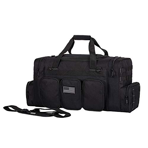 K-Cliffs Heavy Duty Tactical Range Duffel Quality Gear Travel Sports Gym Equipment Bag Military Molle Lockable Zippers with US Flag Patch 27 Inch Black3