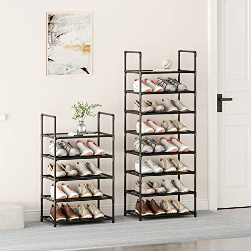 Vockot 5 Tier Stackable Small Shoe Rack，Narrow Sturdy Shoe Shelf Organizer, Non-Woven Fabric Metal Free Standing Shoe Racks For Entryway, Doorway And Closet（Black） #TOP4