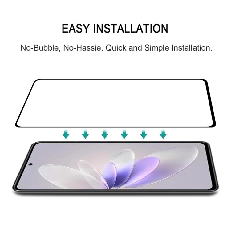 Image of Casodon Scratch Proof 5D Full Tempered Glass for Vivo V30 Pro 5G (Black) Full Screen Protector with Easy Installation Kit