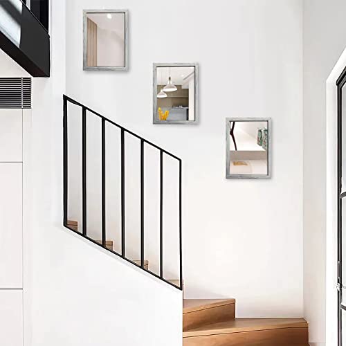 Tacidon 2 Pcs Decorative Rustic Farmhouse Wood Framed Wall Mirror,Rustic White Color Accent Mirrors,The Perfect Addition To Bedroom, Bathroom Or Entryway. (11 X15) #TOP4