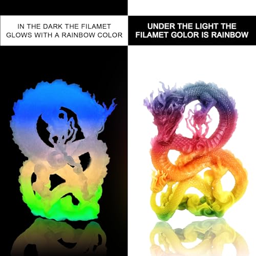 Image of RepRapper Glow in the Dark Green PLA Filament 1.75mm (+- 0.03mm) 2.2lb (1kg) for 3D Printer, Phosphorescent Glow PLA Rainbow, Multicolor
