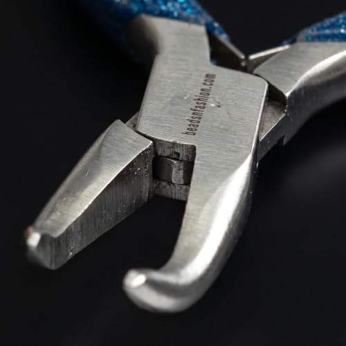 Image of Beadsnfashion Bent Nose Pliers (4.5 Inch) - Professional Stainless Steel Jewellery Making Tool with 7 cm Comfortable Blue Grips for Beading, Wire Wrapping & Detailed Craft Work