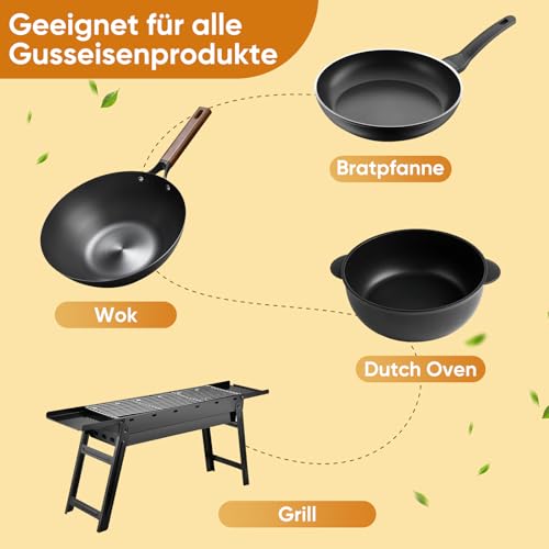 cenozo 300g Einbrennpaste,Dutch Oven Pflegepaste,100% Natürlich Gusseisen Pflege Antihaft und Rostschutz,Outdoor-Grillen Zubehör Einbrennpaste Gusseisen für Dutch-Oven,Grillrost,Gusseisen Pflege