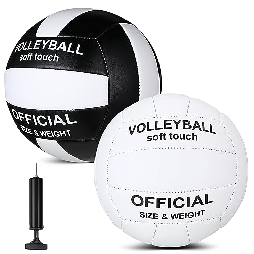 Image of Lenwen 2 Pack Volleyball Official Size 5, White, Black-White
