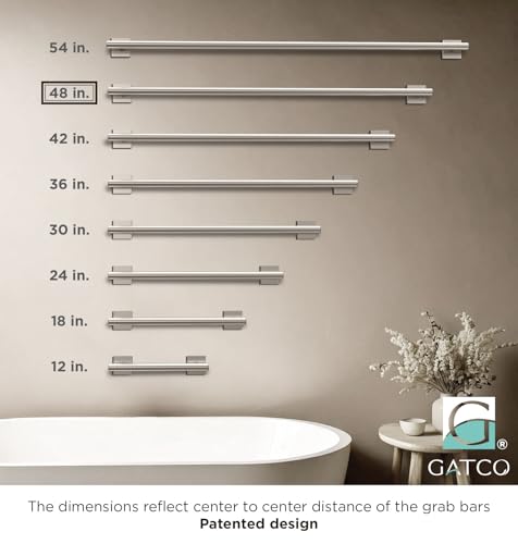Image of Elevate 48 inch L Grab Bar, Satin Nickel
