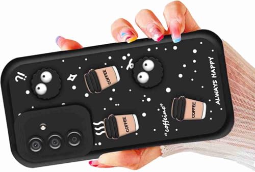 Image of Compatible for Samsung Galaxy A54 5G Cute Fun 3D Ball Cartoon Coffee Liquid Silicone Soft Case Phone Case Back Cover for Samsung Galaxy A54 5G (Black)