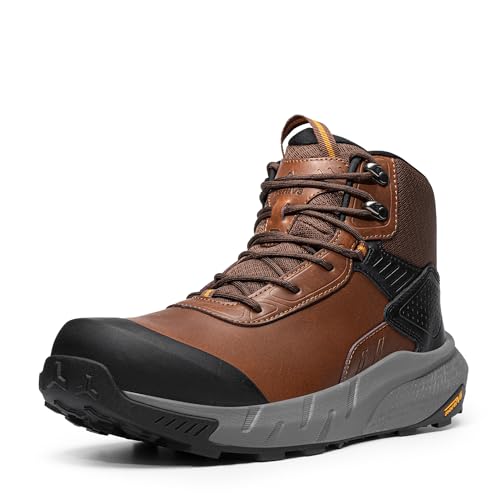NORTIV 8 Composite Toe Boots for Men – Waterproof Lightweight Non-Slip ASTM F2412-24 & ASTM F2913-24 Safety Work Boots for Warehouse & Construction, VaporGuard-Nano,Size 11,Brown,NMUMIB2507