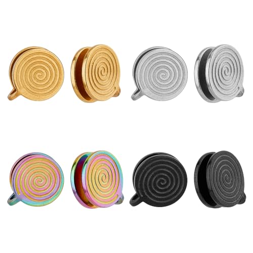 UNICRAFTALE 4 Pairs 4 Colors Pressure Earrings for Keloids Stainless Steel Punk Clip On Earrings Spiral Compression Earring Lightweight No Piercing Earring Birthday Gift for Woman
