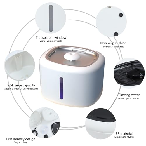 Fuente automática de agua para gatos 2.5L con luz LED miniatura 3