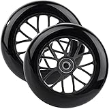 AOWESM 2-Pack 125mm Scooter Wheels 85a Faster Big Large Kick Scooter Replacemet Wheels with Speed Bearings ABEC-9 for Razor A3 Kick Scooters (Black Color)