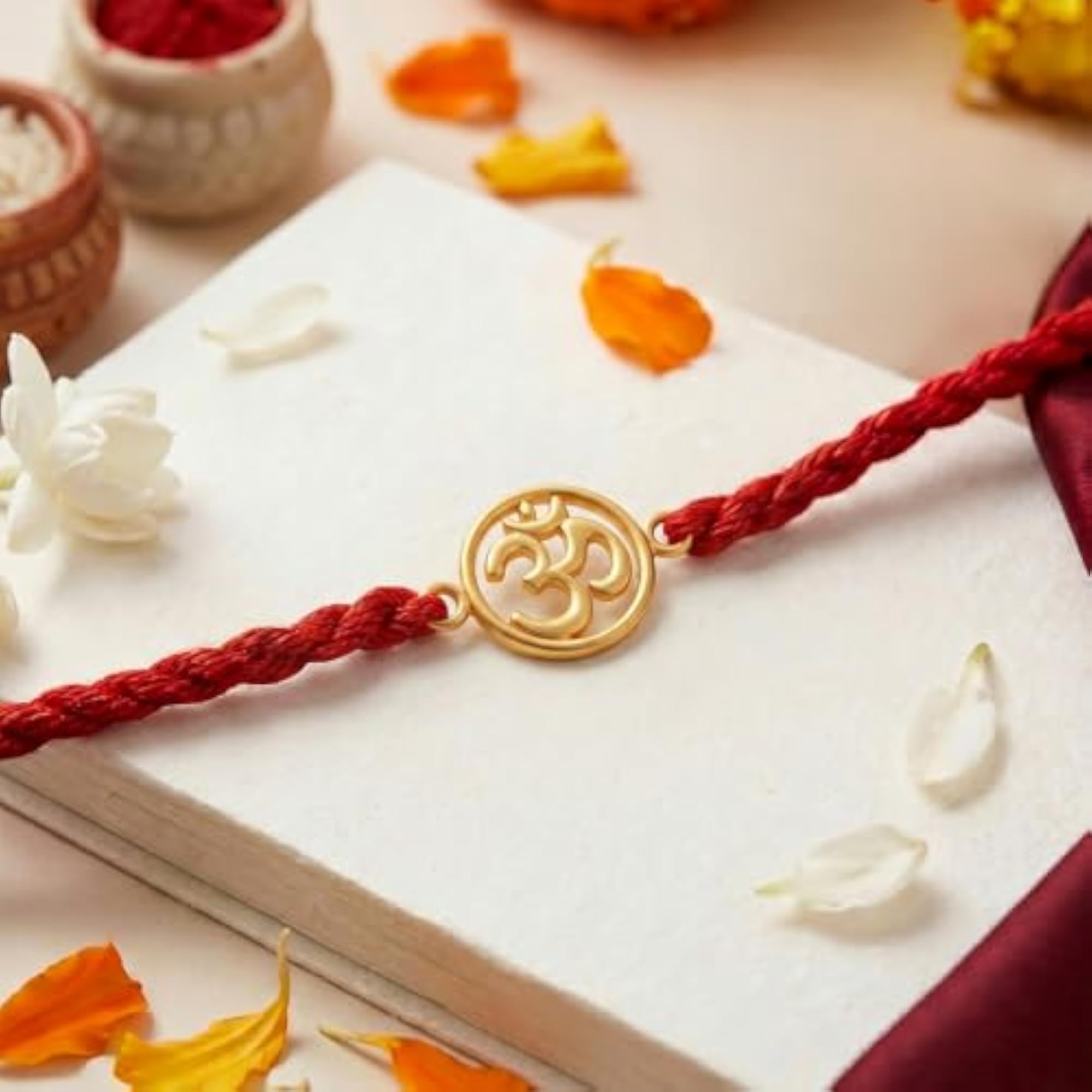 925 Sterling Silver Designer Om Gold Plated Rakhi for Men