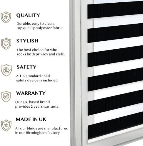 ZEBRA BLINDS | Day and Night | 50-55-65-75-85-95-105-115-125-135-145-155-165-175-185-195-205-215-225-230 cm Width | 150 cm Drop | Made to Measure | Customized | Bespoke (White, 50cm)