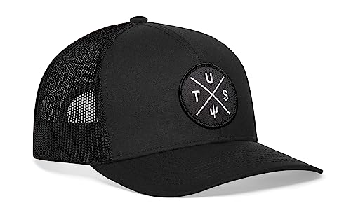 Image of HAKA State City Trucker Hat for Men & Women, Adjustable Baseball Hat, Mesh Snapback, Sturdy Outdoor Black Golf Hat