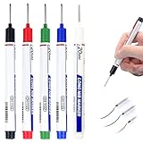 hoehew Upgrade Long Head Deep Hole Marker Pens, 20mm Quick-dry Waterproof Long Nib Permanent Markers, Construction Marking Tool, Carpenter Ink Marker Pens Metal Marking Pen (5 color)
